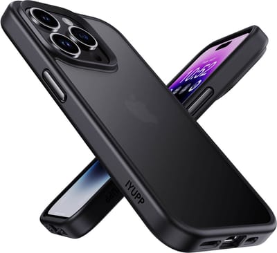 IYUPP Hoesje Geschikt voor iPhone 15 Pro Hoesje - Shockproof Back Cover - Mat Zwart Transparant