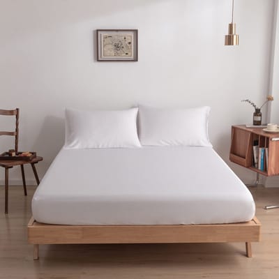 Bamboe hoeslaken Coco White wit 90x210 cm – Standaard matras, zacht, ademend & hypoallergeen | Boomba Bamboo®
