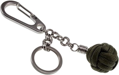 Groen Paracord Sleutelhanger Monkey Fist met RVS Karabijnhaa, Unisex - Handgemaakt door esde2