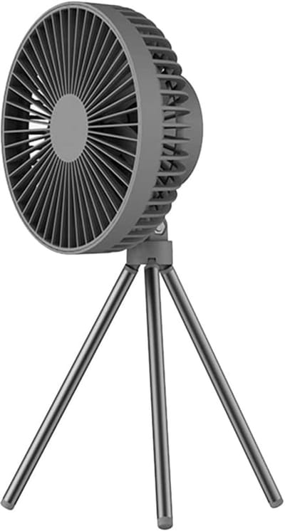 Campingventilator - Tentventilator - Draagbare Ventilator - USB Oplaadbaar - Met Statief - Met Haak - 3 Snelheden - 4000 mAh - Zwartgrijs