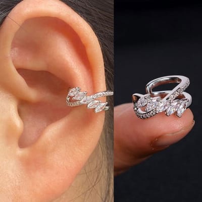 1 stuks Holle Geometrie Regenboog Cz Manchet Wrap Clip-on Oorbellen Vrouwen Meisjes Klimmer Oor Kraakbeen Bot Clips Nep Oorbel Niet Gepierced brown