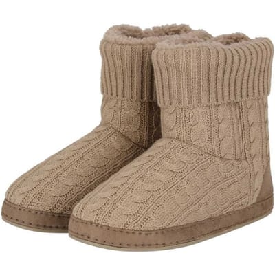 Apollo Dames Pantoffels Kabel Patroon Taupe - Maat 39/40