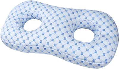 Oorkussen met 2 Gaten – Oorpiercing Kussen, Zijslaper Kussen voor Oorbellen, Ademend en Comfortabel Slaapkussen voor Pijnvrij Slapen - Blauw
