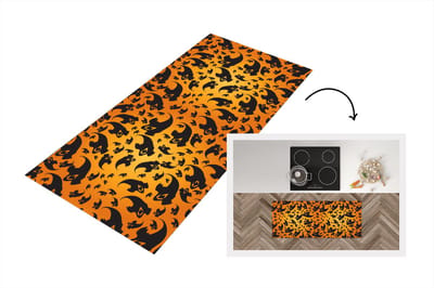 Keukenloper - Loper keuken - Halloween - Oranje - Patronen - 120x50 cm - Keukenloper vinyl