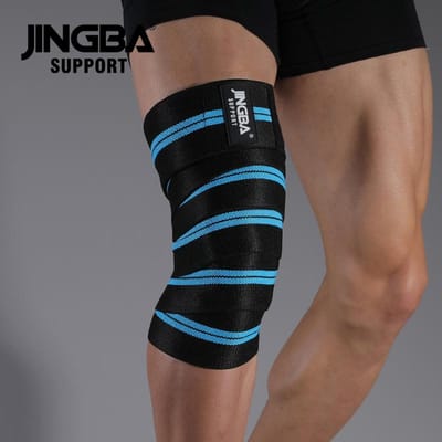 1 Stuks Fitness Training Gecomprimeerde Banden Sportschool Gewichtheffen Squat Training Elastische Bandages Onderbenen Knie Compressie Wraps blauw
