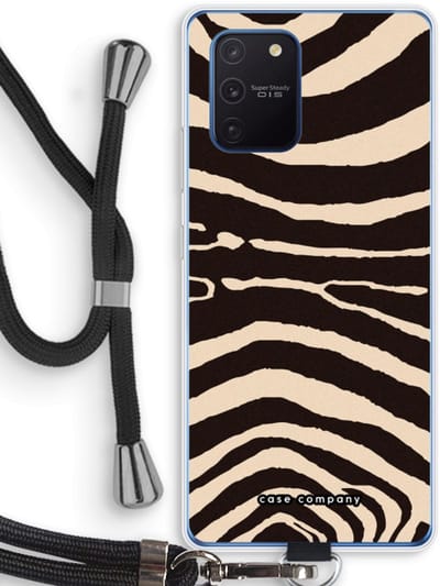 Case Company® - Hoesje met koord geschikt voor Samsung Galaxy Note 10 Lite hoesje met Koord - Arizona Zebra - Telefoonhoesje met Zwart Koord - Bescherming aan alle Kanten en Over de Schermrand