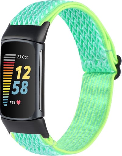 Nylon bandje - geschikt voor Fitbit Charge 5 / Charge 6 - fluoriserend