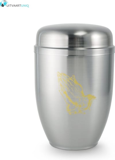 urn in gebed zilver - staal