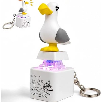 Schattige Meeuw Drukknop Geluid Lichtgevend Fidget Sleutelhanger USB Oplaadbaar Decompressie Vogel Hanger white