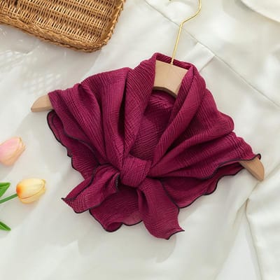 Petit Foulard Carré, Foulard Polyvalent pour Femme Couleur Unie, Foulard Décoratif Artistique à Bordure Oreille de Judas