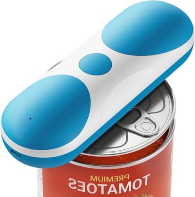 Elektrische Blikopener - Automatische Opener - Keuken Gemak - Handsfree Bediening - Voor Alle Maten - Blauw Wit
