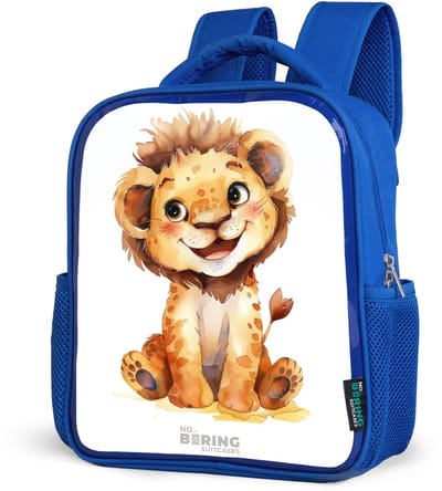 NoBoringSuitcases.com® - Rugzak blauw - Schooltas jongens - Baby leeuw - Kinder rugtas jongen - Boekentas kind - Kinderrugzak voor school - Schoolrugzak