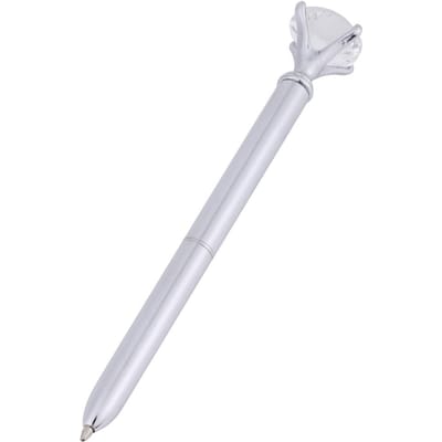 Metalen Balpen met Strass Decoratie Cadeau Schrijfwaren Kantoorartikelen (Zilver)