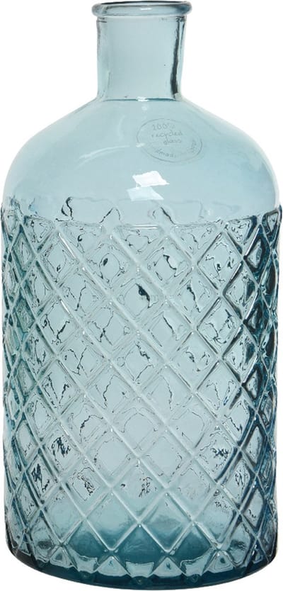Decoris vaas/bloemenvaas gerecycled glas - D14 x H28 cm - lichtblauw