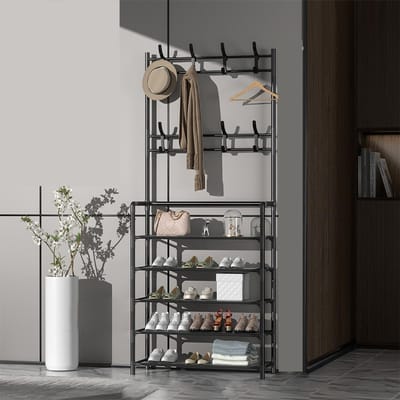 Staande Kapstok Modern Metaal Kleding Kledingstuk Ophang Opbergplank Hanger voor Entreehal 80cm gray