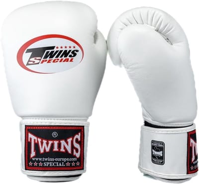 Boxhandschoenen - Vechtsport Handschoenen - Kickboksen Trainen - Echt Leer - 16 oz - Wit