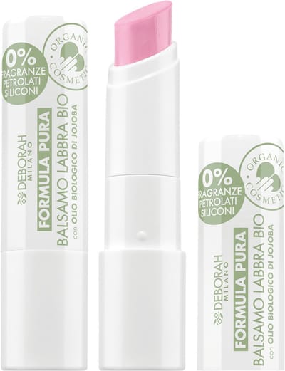 Deborah Milano Formula Pura Bio, Lippenbalsem, Roze, Vrouwen, Universele huid, Jojobaolie, Verzachtend, Hydraterend, Voedend