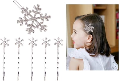 Sneeuwvlok Haarspelden - Haaraccessoires Meisjes - Feestelijk Kapsel - Kristal Strass Details - 6 Stuks - Wit