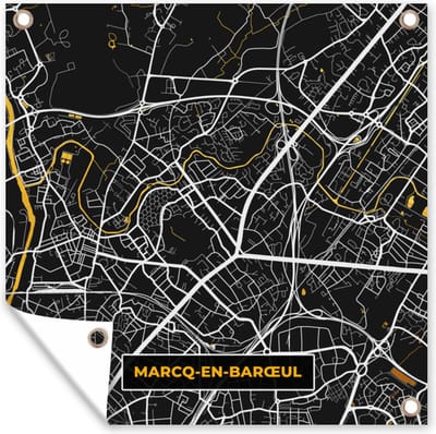 Tuin poster Frankrijk - Stadskaart -Marcq-en-Barœul - Plattegrond - Kaart - 200x200 cm - Tuindoek