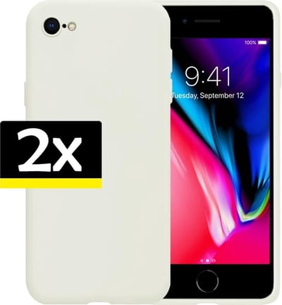 Hoesje - 2 Stuks - Geschikt voor Apple iPhone 7 - Sterk & Shockproof - Case Siliconen - Back Cover - Telefoon Hoes - Telefoonhoesjes - Wit