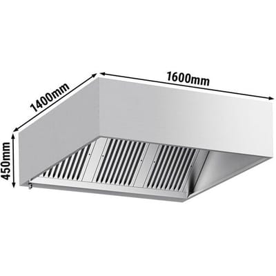 GGM Gastro Kastenhaube - 1600mm - mit Filter & Lampe Zilver