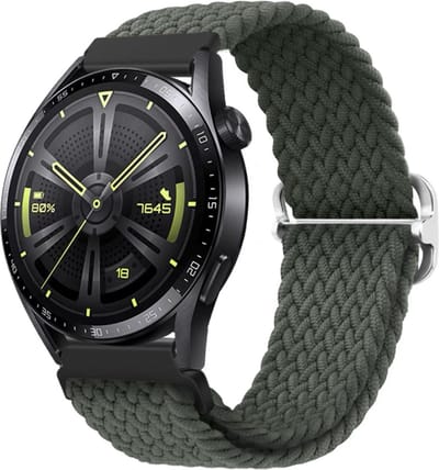 Stravo Nylon Stretch bandje 20mm - Groen Horlogebandje geschikt voor Samsung Galaxy Watch 7 / 6 / 5 / Pro / 4 / 3 / Active 2 - Garmin Approach / Forerunner / Venu 2 Plus / SQ / Vivomove - Polar Ignite / Unite