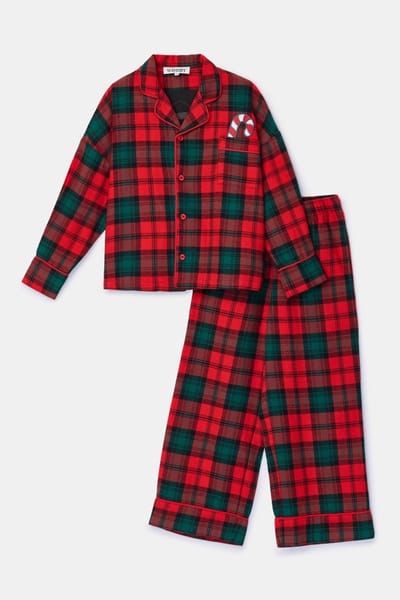 Woody pyjama meisjes/dames - rood/groen geruit - 253-18-CPB-W/996 - maat 140
