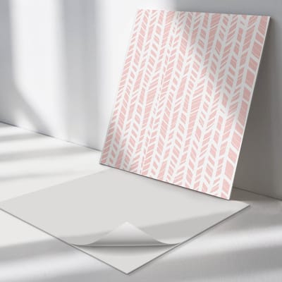 Wallfluent Vinyl Tegels - Gestreept Patroon met Lijnen Wand PVC Tegels - 30 cm x 30 cm - Roze Vinyl Tegels - 9 stuks - Vierkant PVC Tegels - Patroon Plaktegels - Vinyl Vloer Tegels - Plaktegels Keuken en Badkamer