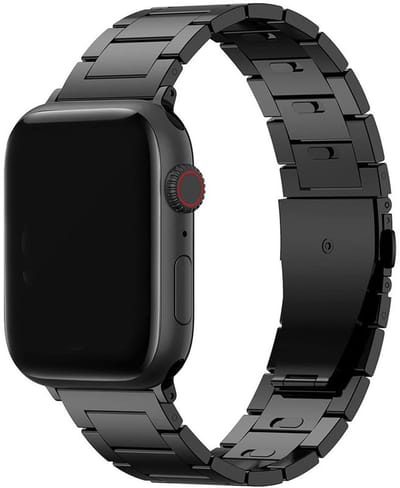 Titanium bandje - geschikt voor Apple Watch 1/2/3/4/5/6/7/8/9/10/11/ SE (1,2,3) met maat 38 mm / 40 mm / 41 mm en 42 mm (Watch 10/11) - zwart