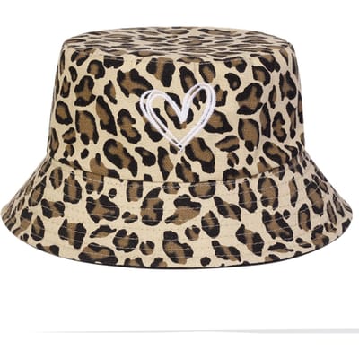 Unisex Panterprint Met Hartjes Panama Vissershoed Buiten Reishoed Zonbescherming Hoeden Voor Mannen Vrouwen Bucket Hat kaki