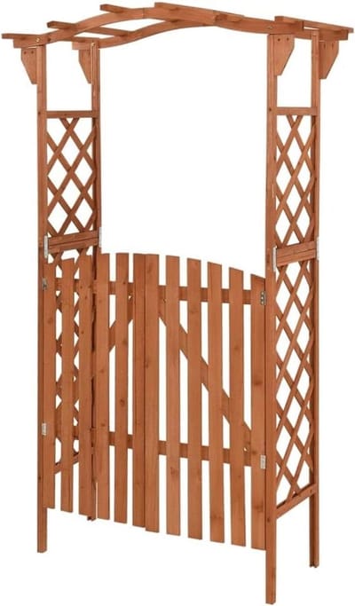 Houten Tuinboog - Rozenboog Klimhulp - Tuin Decoratie - Weerbestendig Massief Hout - 116x40x204 cm - Bruin