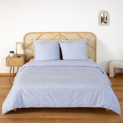 sweeek - Microvezel beddengoedset met blauwe strepen - lanna