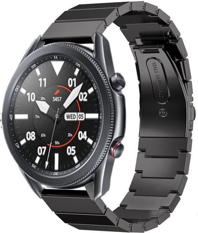 Strap-it Luxe metalen bandje - geschikt voor Samsung Galaxy Watch 3 45mm / Galaxy Watch 1 46mm / Gear S3 Classic & Frontier - zwart