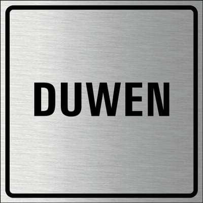 Duwen bordje, geborsteld aluminium 100 x 100 mm