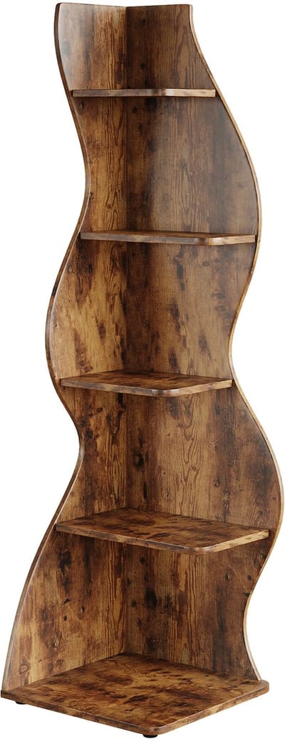 DMG Supply Hoekrek - 5 Lagen - Hoekkast - Open Boekenkast - Bruin - Spaanplaat - 50 x 48 x 175 cm