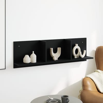 vidaXL - Wandkast - 100x16,5x30 - cm - bewerkt - hout - zwart