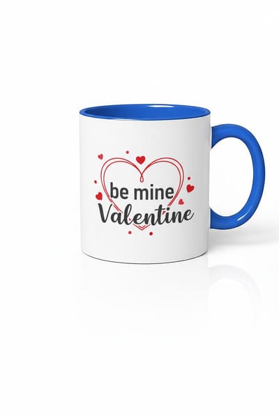 Valentijn Mok 'Be Mine Valentine' met Hart | Blauwe Keramische Koffiemok | Romantisch Cadeau