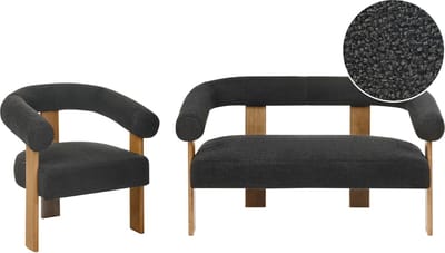 ILBRO - Bankenset - Zwart/Donkerbruin - Bouclé