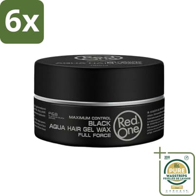 Red One - Haarwax - Black - Aqua Hair Gel Wax - Voor Krachtige Fixatie & Glans - 150 ml - Voordeelverpakking - 6 stuks - Haargel wax - Krachtige fixatie