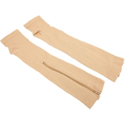 Nylon Compressiekousen Ritsontwerp Bevorderen Bloedcirculatie Open Teen Compressie L XL beige