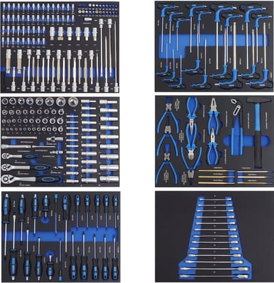 TRUTZHOLM - Professionele Gereedschap Inzetstukken - 6 Stuks - Gevuld - 520x400 mm - EVA Schuim - Blauw - Werkplaatswagen
