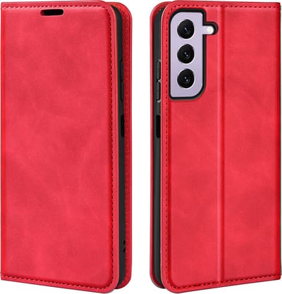 MobyDefend Hoesje - Geschikt voor Samsung Galaxy S23 - Luxe Wallet Bookcase (Magnetische Sluiting) - Rood