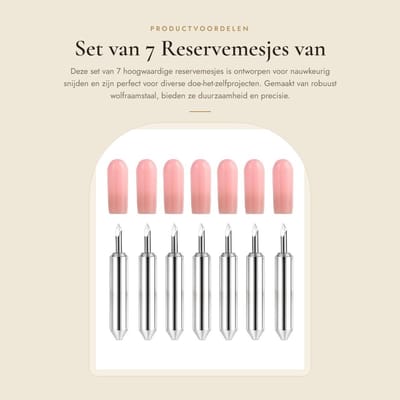 Dailygoods- Snijbladen Set van 7 - Wolfraamstaal - Nauwkeurig Reservemes - Duurzaam Lemmet - Gecentreerd - Inclusief Siliconen Beschermhoes - Reservemesjes