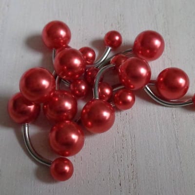 Aramat Jewels | Piercings | Rode Parel Navelpiercing van Chirurgisch Staal | | | |8mm | Staal | Volwassenen | Verkleurd niet