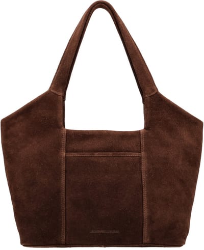 Hide & Stitches Brazos Schoudertas - Shopper - 40 x 25 x 14 cm - Leer - Suede - Dames Tas - Leren Dames Tas - Donkerbruin