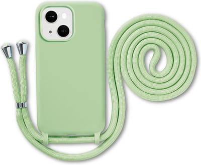 Armordrop Hoesje Met Koord Geschikt Voor iPhone 13 Mini - Siliconen Hoesje Met Koord - Groen