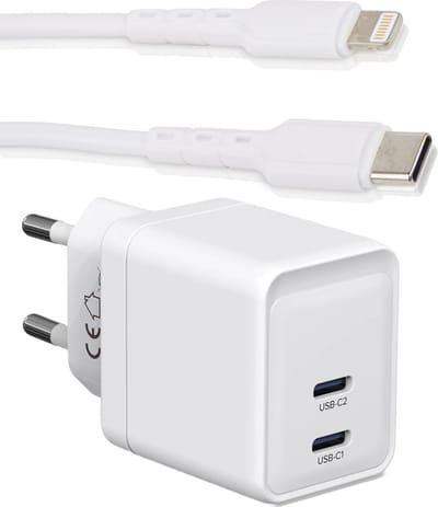 Snellader geschikt voor iPhone 11 12 13 14 Pro Max - Usb C naar Lightning Kabel 2 Meter - Usb C Adapter 35w GaN - Fast Charger - Quick Charge
