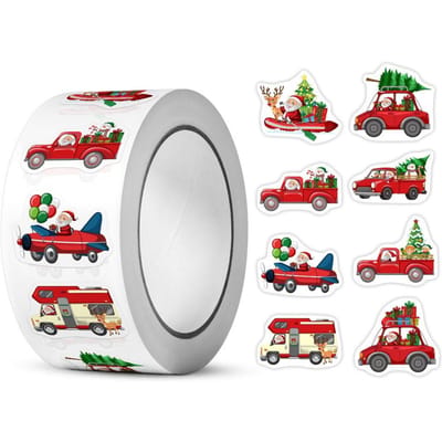 500 pièces Autocollants Joyeux Noël Étiquettes rondes de Noël Autocollants pour enfants Cadeau Emballage de pâtisserie Enveloppe Décoration de papeterie