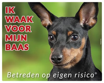 Miniatuur Pinscher Waakbord - Ik waak voor Zwart