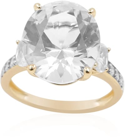 Cavill - 9K Geelgouden Ring - 6,64 ct Ovale Danburiet uit Mexico - 0,87 ct Zirkonen - Luxe & Elegante Ring Met Edelstenen